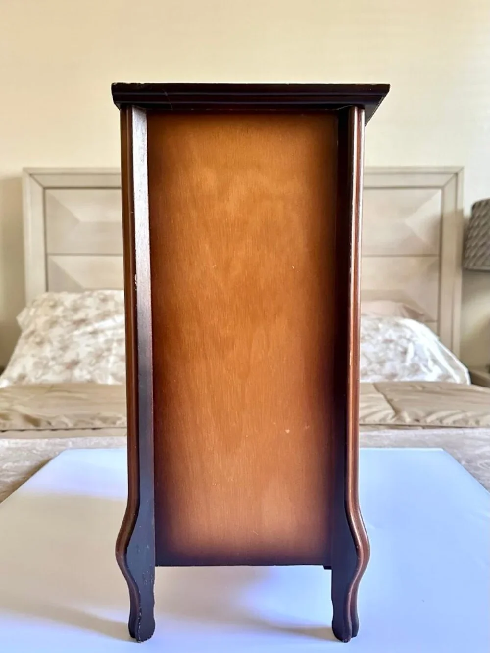 Vintage Solid Wood Sankyo-Japan Musical Jewelry Box Armoire With Drawers
